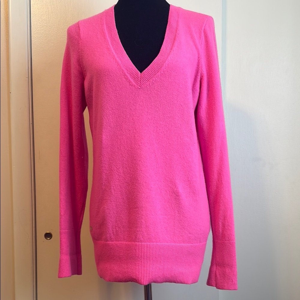 Bright Pink V-Neck Sweater